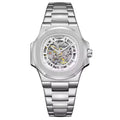 LONGLUX PROMOTION Montre mécanique automatique pour homme, sans logo, étanche, squelette, affaires, acier inoxydable