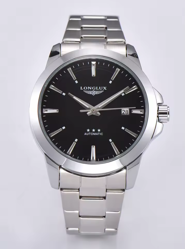 Montre automatique pour homme, style minimaliste moderne, date, mécanique, acier inoxydable, étanche, lumineuse