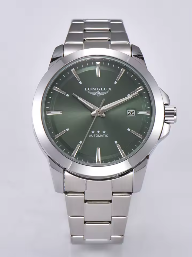 Montre automatique pour homme, style minimaliste moderne, date, mécanique, acier inoxydable, étanche, lumineuse